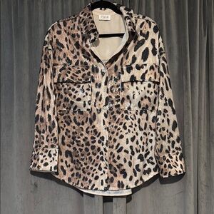 Vici Black and Brown Leopard Print Blouse